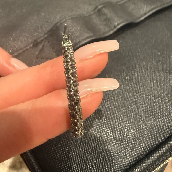 Swarovski gunmetal hoops - Picture 2 of 2